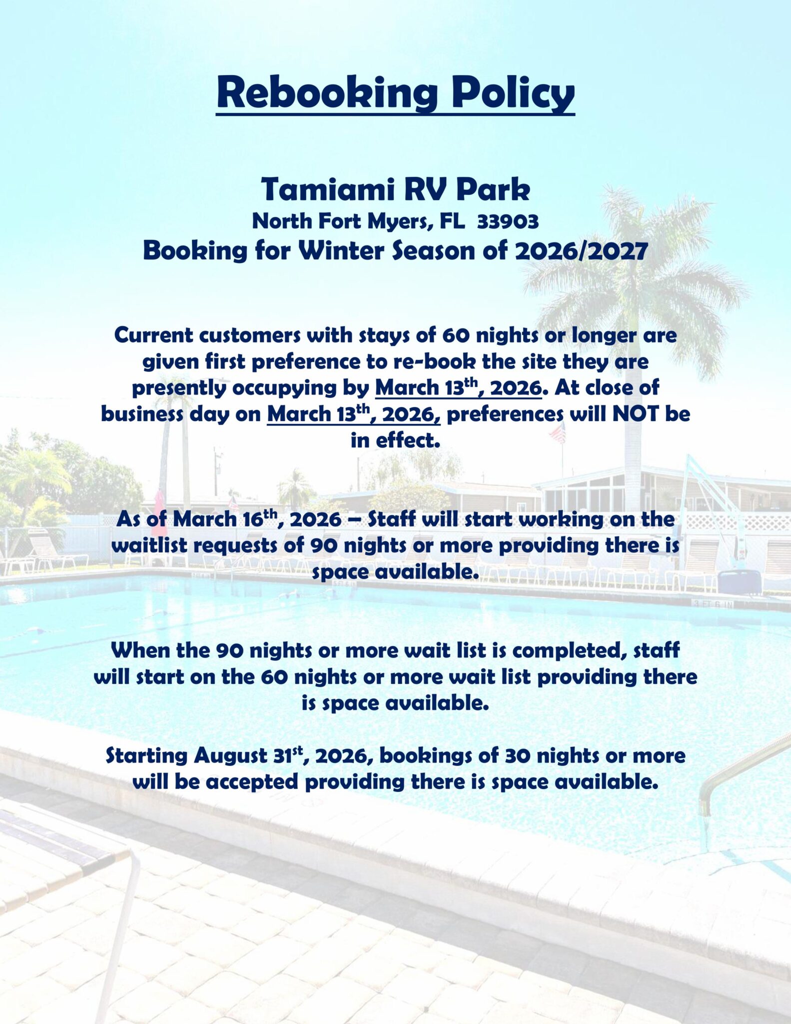 Rebooking Policy 2025 - 2026